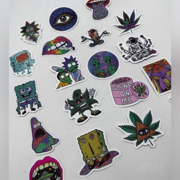 Water Bottle Stickers - adult only - psychedelic and cannabis related Lot of 19 - Picture 2 of 4